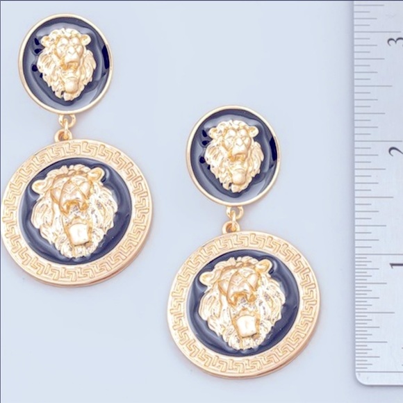 1 Left! ~ Lion Medallion Earrings 🦁 - Picture 3 of 3